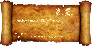 Manheimer Rózsa névjegykártya
